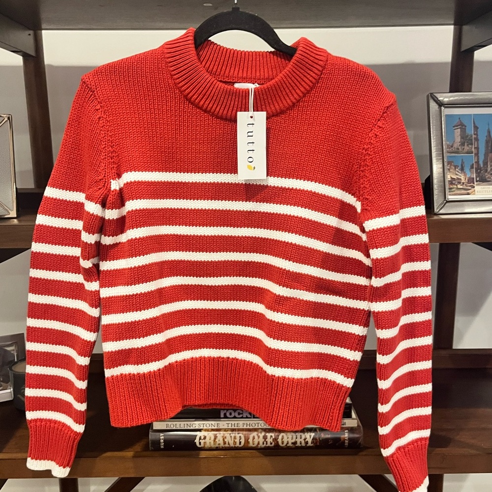 NWT Tutto Red White Stripe Sweater - Picture 3 of 6